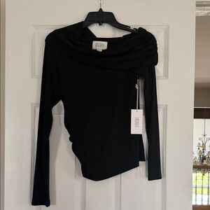 Fifteen Twenty Black Draped Off-Shoulder Asymmetric Top